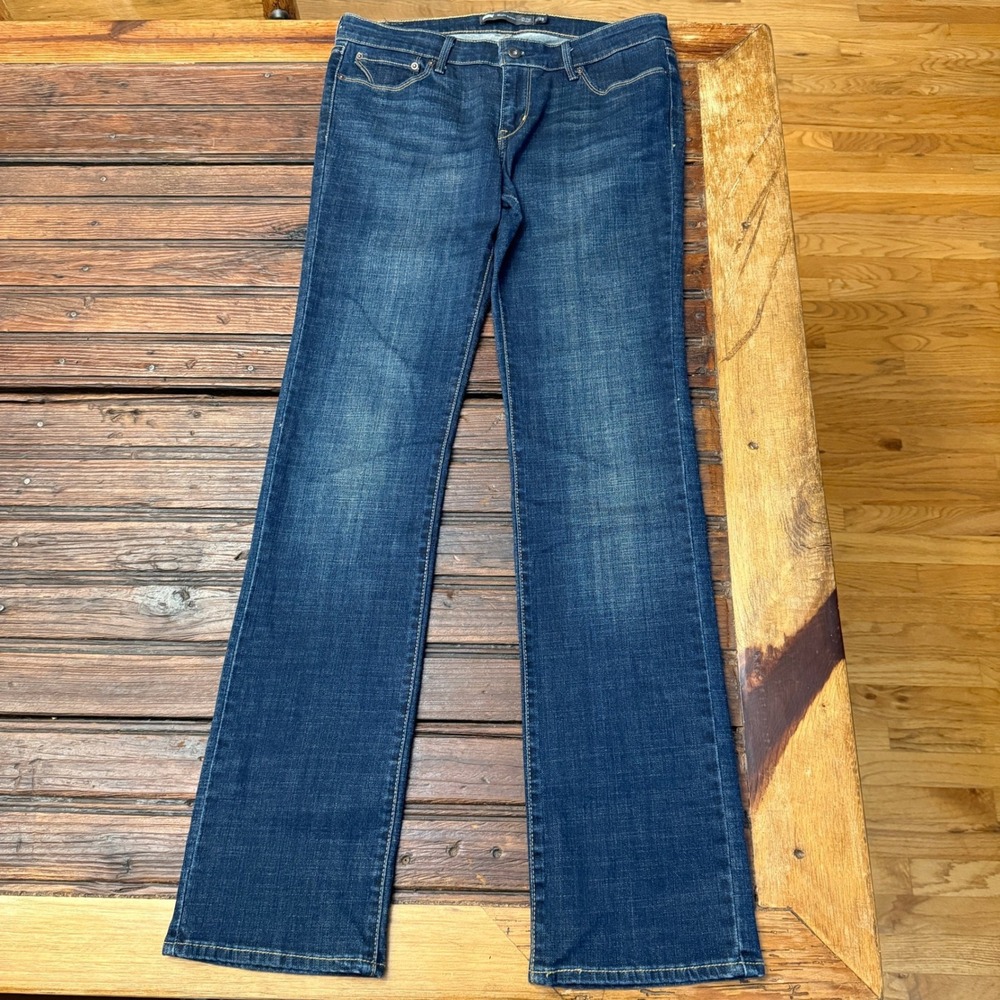 Levis Slight Curve Mid Rise Straight Leg Jeans Dark Wash Blue Size 8 29